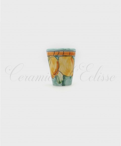 Bicchierino di Limoncello in ceramica di vietri Decoro Cordone con Limoni front