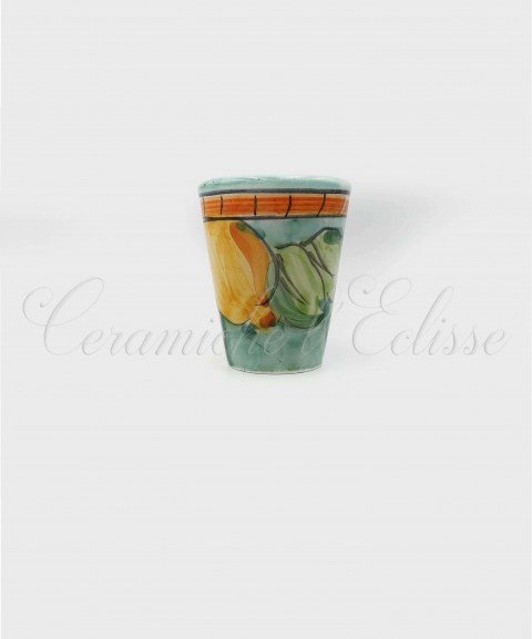 Bicchierino di Limoncello in ceramica di vietri Decoro Cordone con Limoni lato 1