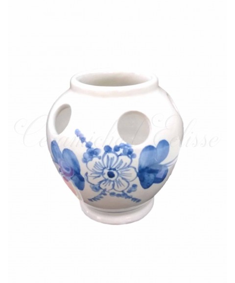 Portaspazzolino in ceramica di vietri fiore blu