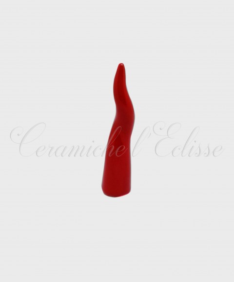 Corno Portafortuna Monocromatico in ceramica artistica medio rosso