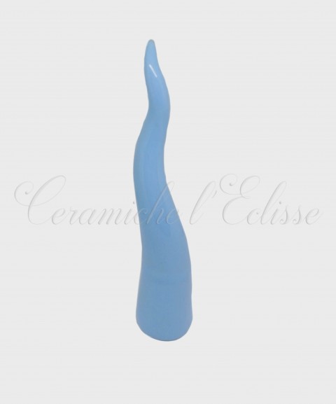 Corno Portafortuna Monocromatico in ceramica artistica grande azzurro