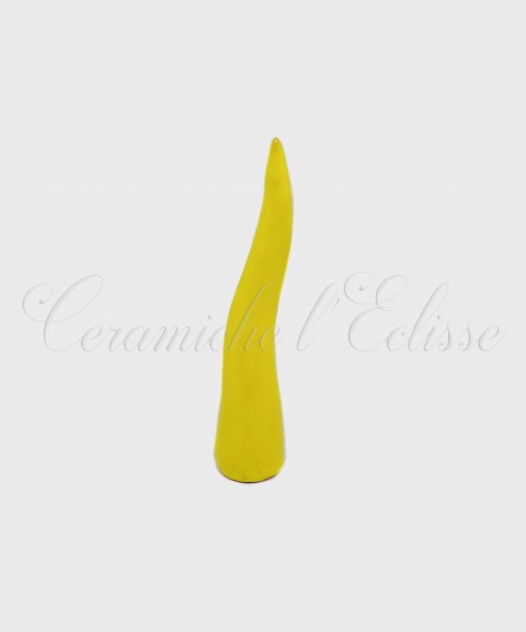 Corno Portafortuna Monocromatico in ceramica artistica giallo medio