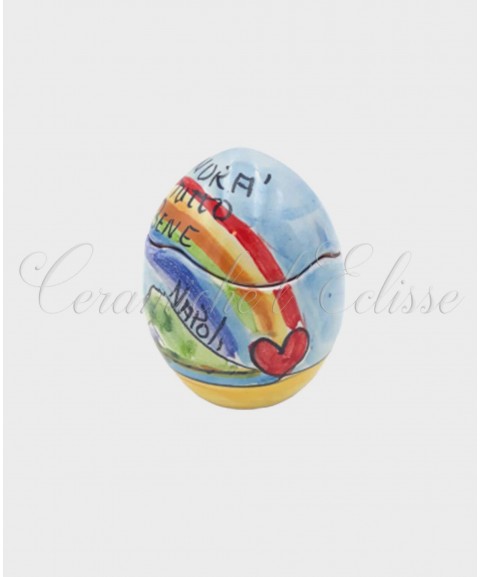 Uova di Pasqua in Ceramica di Vietri Andrà tutto Bene - Golfo di Napoli aperto