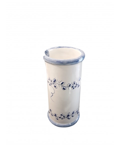 Dispenser Porta Bicchieri in ceramica di Vietri Cilindrico Decorato a Mano azzurro