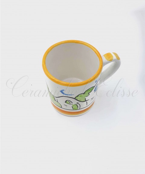 Tazzina da Caffè Cilindrica in ceramica di vietri decoro Casette gialla