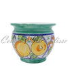 Cachepot Porta Vaso in Ceramica Decoro Limoni Geometrici