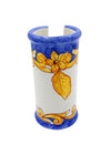 Dispenser Porta Bicchieri in ceramica di Vietri Cilindrico Decorato a Mano blu