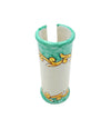 Dispenser Porta Bicchieri in ceramica di Vietri Cilindrico Decorato a Mano barocco verde