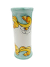Dispenser Porta Bicchieri in ceramica di Vietri Cilindrico Decorato a Mano barocco fiorato verde