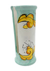 Dispenser Porta Bicchieri in ceramica di Vietri Cilindrico Decorato a Mano barocco fiorato verde