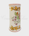 Dispenser Porta Bicchieri in ceramica di Vietri Cilindrico Decorato a Mano fiorato