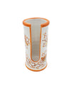 Dispenser Porta Bicchieri in ceramica di Vietri Cilindrico Decorato a Mano Tralcio Arancione