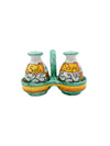 Porta Sale e Pepe con Ampolle Coordinate in Ceramica di Vietri