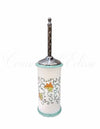 Arredo bagno portascopino in ceramica di vietri fiori verde