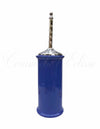 Arredo bagno portascopino in ceramica di vietri moderno blu cromato