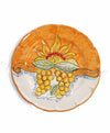 Piatto piano in ceramica di vietri girasole e frutta Arancione con uva