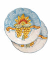 Piatto in ceramica di vietri girasole e frutta Azzurro con uva