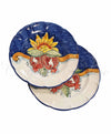 Piatto in ceramica di vietri girasole e frutta blu con melograno