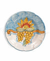 Piatto piano in ceramica di vietri girasole e frutta azzurro con uva