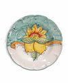 Piatto piano in ceramica di vietri girasole e frutta verde con limoni