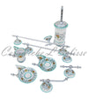 Set Accessori Bagno in Ceramica 8 Pezzi - Tralcio Semplice