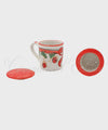 Tazza per Tisane Natalizia in cermaica di Vietri con Fiocco Rosso aperta