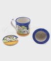 Tazza Tisaniera in ceramica di vietri Con Decoro Casette blu apeta