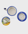 Tazza Tisaniera in ceramica di vietri Con Decoro Casette blu dall'alto