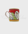 Tazza Tisaniera in ceramica di vietri Con Decoro Casette rossa laterale