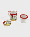 Tazza Tisaniera in ceramica di vietri Con Decoro Casette rossa aperta