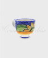 Tazzine da Caffè in ceramica di Vietri Bombate decoro Girasole blu