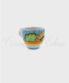 Tazzine da Caffè in ceramica di Vietri Bombate decoro Girasole azzurra