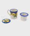 Teiera in ceramica di Vietri a Tazza Con Decoro di Limoni aperta