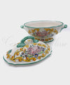 Zuppiera in ceramica di vietri modello Borghese Decorata Bouquet Rose